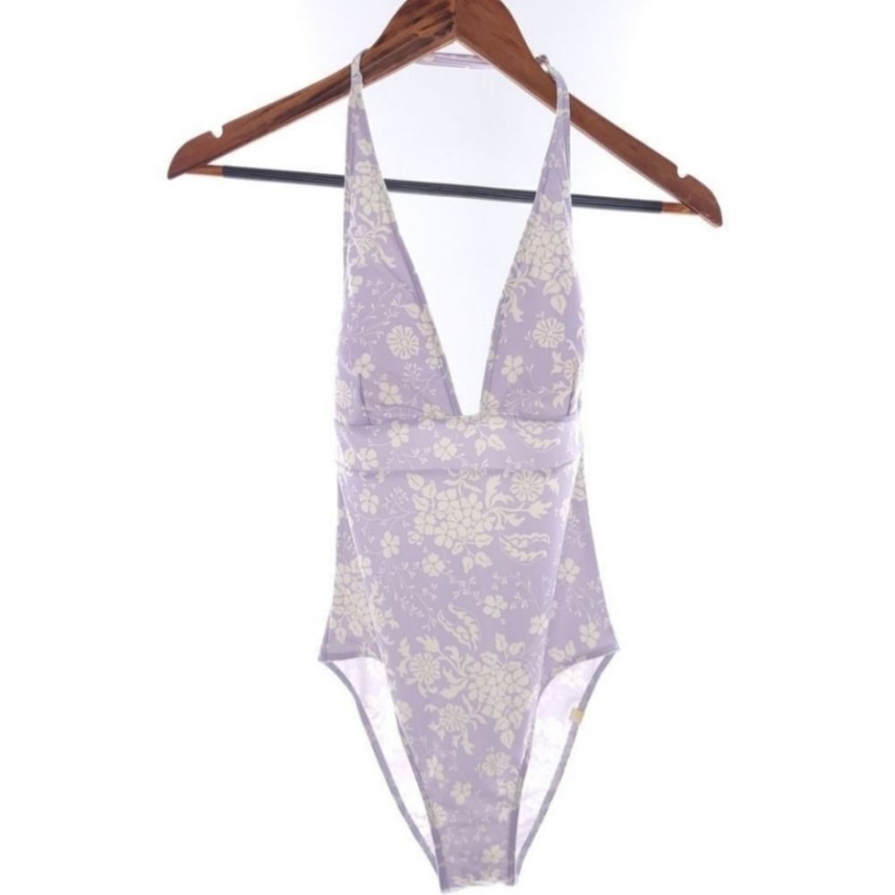 Summersalt NWT Lavender Floral One-Piece Swimsuit with Cream Print